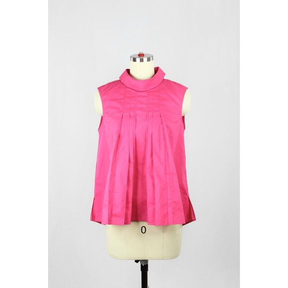 NWT UNIQLO x MARNI Pink Cotton Poplin Pleated Tucked Sleeveless Shirt, Size S - Picture 4 of 15
